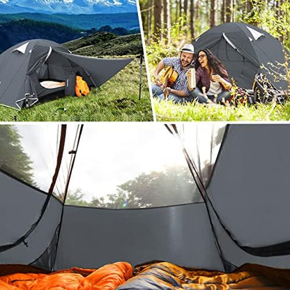 Bessport Camping Tent 1/2 Person Tent Waterproof Two Doors Backpacking Tent Easy Setup Lightweight for Outdoor, Hiking Mountaineering Travel