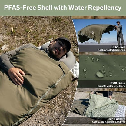 Naturehike Lightweight Compact Sleeping Bag, 59℉/32℉ Envelope Ultralight Backpacking Sleeping Bag Portable, Waterproof with Compression Sack for Cold&Warm, Camping, Traveling, Hiking
