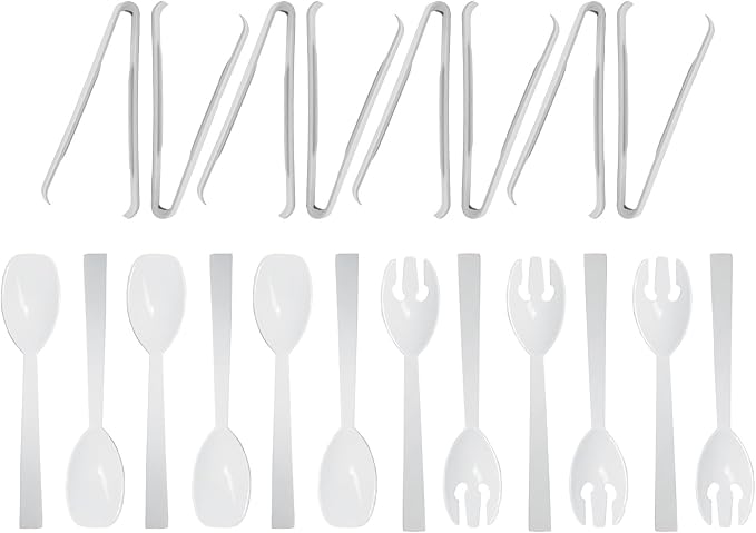 Party Essentials Plastic Party Buffet Serving Utensils Kit, Spoons/Forks/Tongs