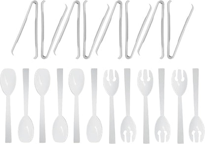 Party Essentials Plastic Party Buffet Serving Utensils Kit, Spoons/Forks/Tongs
