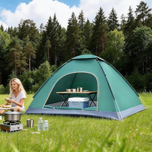 2‑Person Pop‑Up Camping Tent Instant Setup Dark Green for Outdoor Activity