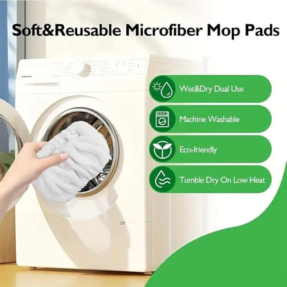 Reusable Microfiber Mop Pads Washable Wet Pads Compatible with Refills for Swiffer Sweeper Wet & Dry Sweeping Cloths Mop Head Replacement for Household Cleaning
