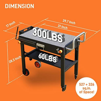 Portable Outdoor Grill Table, Folding Grill Cart with Wheels