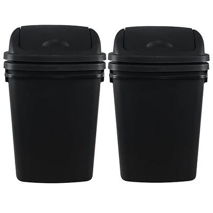 4 Pack 40 Liter Swing Lid Kitchen Garbage Can, Plastic Trash Can with Lid, Black