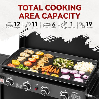 Royal Gourmet PD4001 4 Burner Propane Gas Griddle, Removable Standing Cart