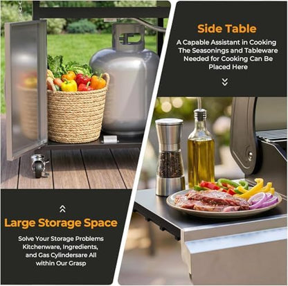 COWSAR 34,000 BTU Propane Gas Grill 3-Burner with Side Burner