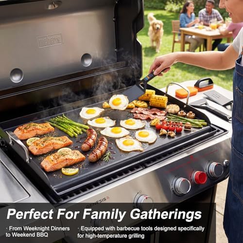 Pre-Seasoned Cast Iron Griddle, 25 x 16 in Flat Top Plate