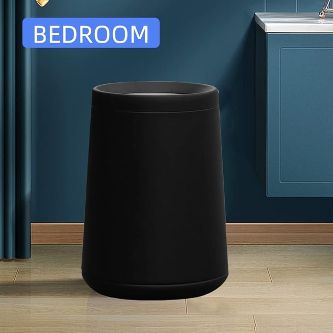 Household Swing Black Bathroom Trash Can，Brushed Stainless Steel，10 L/3 Gallen，Garbage Can with Flipping Lid， for Indoor or Commercial Use, Kitchen,Modern，Living Room,Bedroom