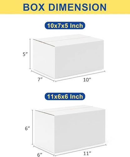 Assorted-Sizes-Shipping-Boxes-40-Pack: 10x7x5 & 11x6x6 Small-Shipping-Boxes-Mailers, White Corrugated-Cardboard-Boxes-for-Packing-Small-Business Mailing