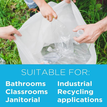Clear Trash Bags,40-45 Gallon Trash Bags, 40" x 48", 250 Count, 16 Micron, High Density, Ideal for Janitors, Facility Managers, Industrial, Recycling