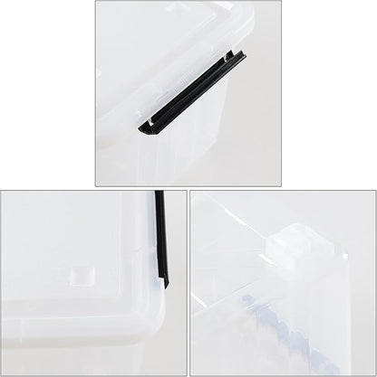 30 Quart Plastic Clear Storage Bin with Wheels, Plastic Latching Bins with Lids, 4 Packs