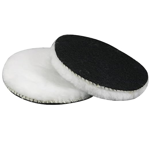 5 inches Wool Buffing Pads polishing Soft Sheepskin for Car, Furniture, Glass & More with Hook and Loop(Packs of 2)