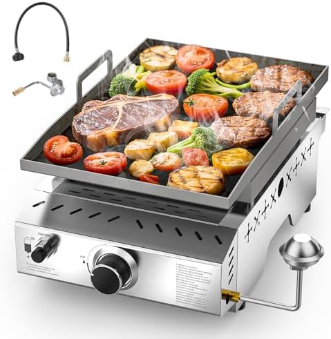 COWSAR Stainless Steel Tabletop Grill – 18-Inch Portable Propane Griddle