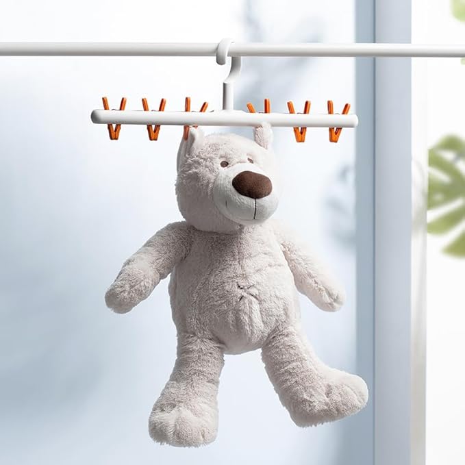 Clothes Hanger 2 Pack Clothes Drying Racks Windproof for Drying Socks Bras Underwears Baby Clothes Hats Scarfs Towels Pants and Gloves Diaper Grey Orange