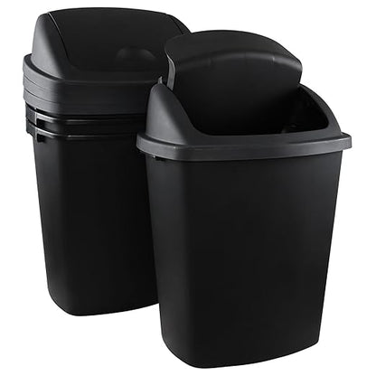 19 Gallon Kitchen Waste Bin, Large Plastic Trash Can, Black, Holds 70 Liters