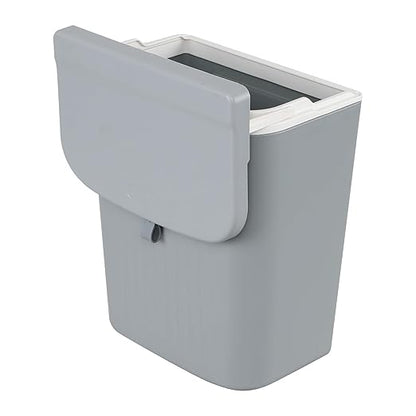 3.2 Gallon/12 L Wall Mounted Garbage Can, Hanging Cabinet Trash Can with Lid, Grey