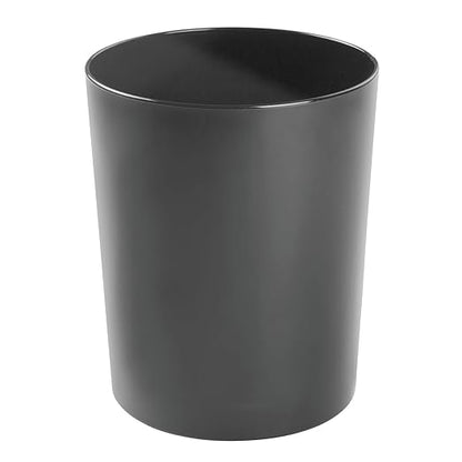 mDesign Round Metal Small 1.7 Gallon Recycle Trash Can Wastebasket, Garbage Container Bin for Bathrooms, Kitchen, Bedroom, Home Office - Durable Stainless Steel - Mirri Collection - Black