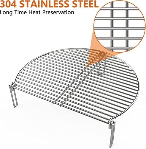 BBQ Future Grill Expander Rack for Big Green Egg Large & XL, Kamado Joe Classic Ceramic Grill, Char-Griller 18" Akorn, Weber Kettle Grill – Stainless Steel Cooking Grate & Grill Rack for Gas Grills