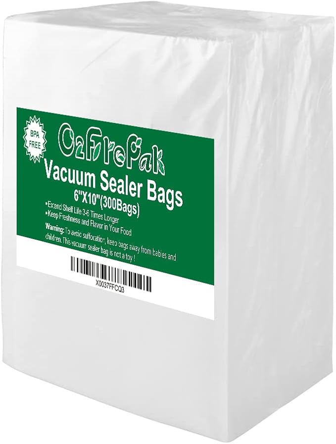 O2frepak 300 Count 6x10 Pint Vacuum Sealer Bags with BPA Free and Heavy Duty, Vacuum Seal Food Sealer Bags,Great for Food Storage Vaccume Sealer PreCut Bag
