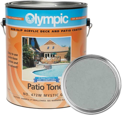 Olympic Patio Tones - Mystic Gray - 1 Gallon - Non-slip acrylic deck and patio coating, concrete restorer.