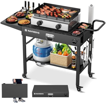 Raynesys 440lbs Outdoor Folding Grill Cart, Blackstone Griddle Stand