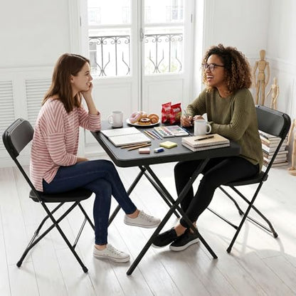 27'' Square Folding Table, Foldable Table No Assembly 400lbs Weight Capacity, Heavy Duty Portable Picnic Card Table for Camping, Patio, Dining, Indoor, Outdoor(Black, 2 Pack)