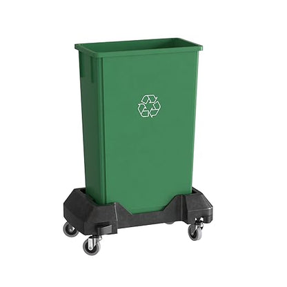 23 Gallon Green Recycle Slim Jim Trash Can with Dolly