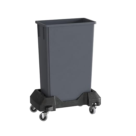 23 Gallon Gray Slim Jim Trash Can with Dolly