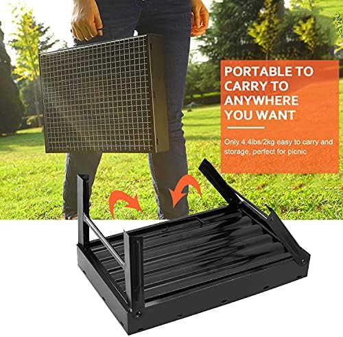 Portable BBQ Grill, Foldable Charcoal Grill Lightweight Smoker Grill for Outdoor Cooking Camping Hiking Picnics Tailgating Backpacking Party (Mini gril(17.7x10x11"))
