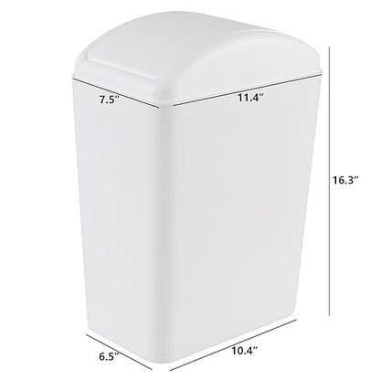4.5 Gallon Plastic Swing Top Garbage Can, Swing Lid Trash Bins, White, 3-Pack