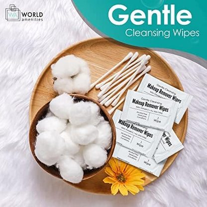 World Amenities - Bulk Makeup Remover Wipes - 25 Wipes per Bulk Pack - Resealable Packaging for Convenience