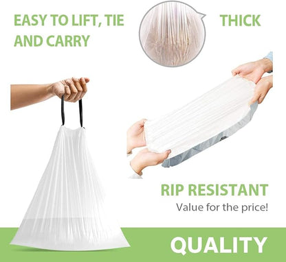 1.6 Gallon/220pcs Strong Drawstring Trash Bags Garbage Bags by Teivio, Bathroom Trash Can Bin Liners, Code b fit 6 Liter, Small Plastic Bags for home office kitchen