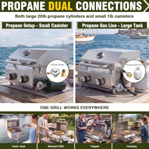 BESTFIRE Marine Boat Grill 20k BTU Dual propane connections