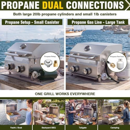 BESTFIRE Marine Boat Grill 20k BTU Dual propane connections