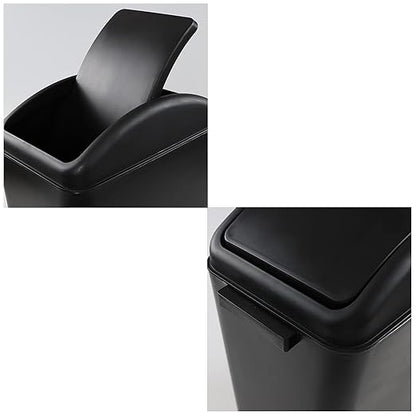 4.5 Gallon Trash Can with Swing Top Lid, Plastic Garbage Bin with Lid, Black, 3-Pack