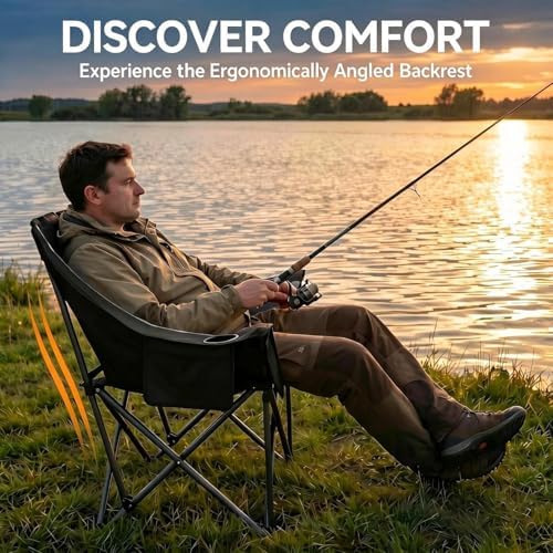 Oversized Heavy Duty Camping Chair Comfy Padded Lawn chair Support 500 lbs