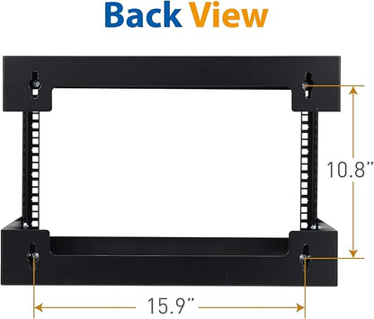 6U Wall Mount Rack Open Frame 19 Inch Server Equipment Network Cabinet 18 inches Depth Black by Tedgetal