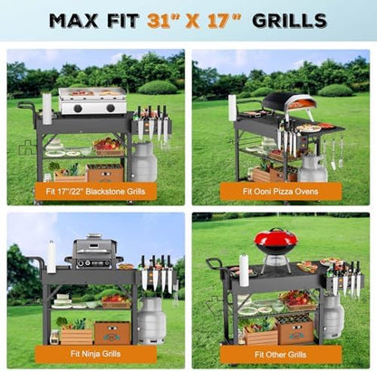 Raynesys 440lbs Outdoor Folding Grill Cart, Blackstone Griddle Stand