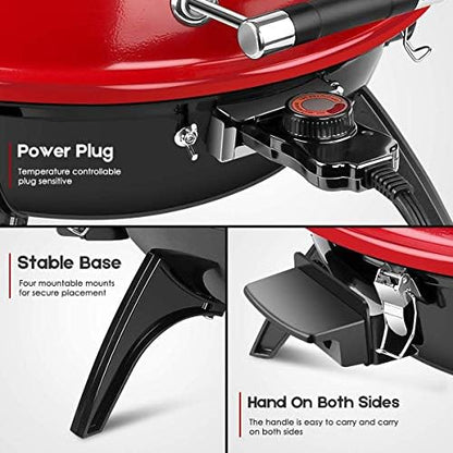 Electric BBQ Grill Techwood 15-Serving Indoor/Outdoor Electric Grill for Indoor & Outdoor Use, Double Layer Design, Portable Removable Stand Grill, 1600W (Countertop BBQ Grill)