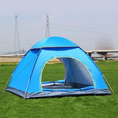 Family Dome Tent Pop-Up Tent Lightweight Tent Durable 210T Polyester Fabric Water-Resistant, UV Protection Easy Set Up for Camp Backpacking Hiking Outdoor,Blue,L