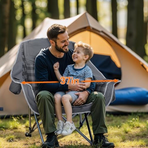 Huskfirm Oversized Camping Chair,Padded Camping Chairs Support 450LBS, Grey