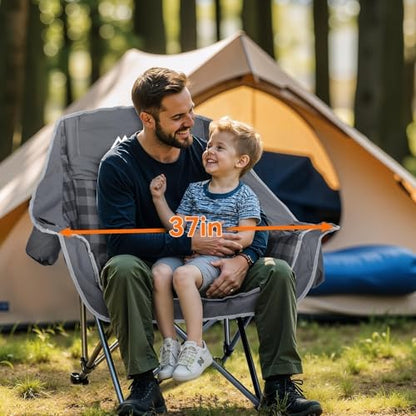 Huskfirm Oversized Camping Chair,Padded Camping Chairs Support 450LBS, Grey