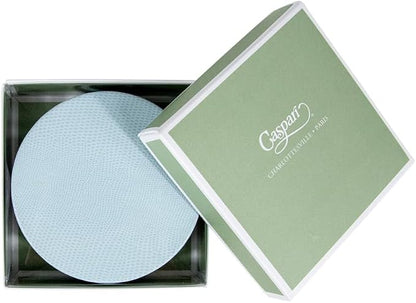 Caspari Soft Aqua Lizard Round Coasters – 4” Decorative Faux Leather Coasters