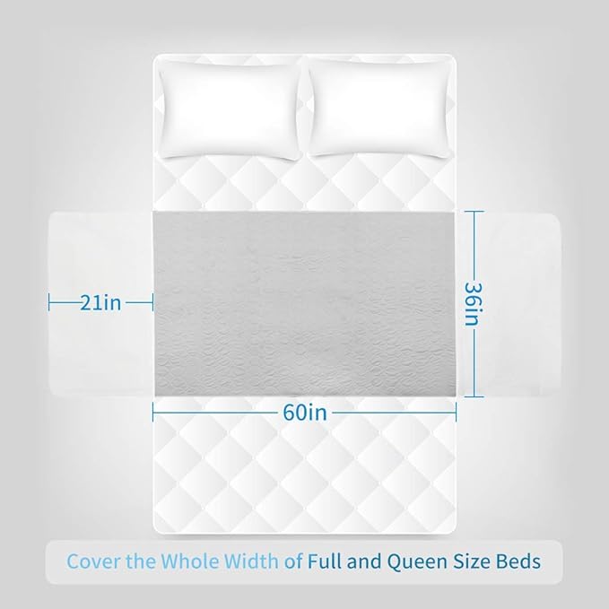 Reusable Bed Pad (XL 36×60 Inch) - Waterproof, Washable and Nonslip Incontinence Underpads with Tuck-Ins for Adults and Pets (Full, Queen)