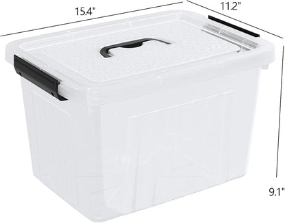 18 Quart Clear Plastic Storage Latching Bin with Lids, Latch Box with Handle, 4 Packs