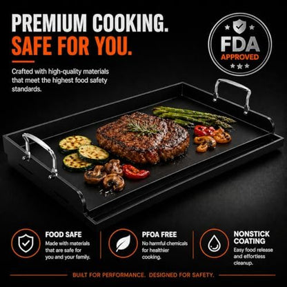Griddle for Gas Grill Flat Top Grill Griddles Plate 25 x 16 Inch Cast Iron