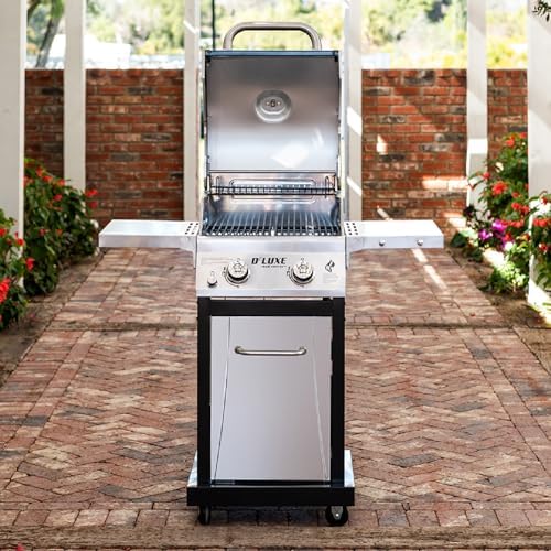Nexgrill Deluxe 2-Burner Gas Grill, Compact with Foldable Shelves & 2 Hooks
