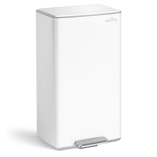 mVm 10.6 Gallon Heavy Duty Step Trash Can with Lid, Foldable Foot Pedal Bin for Kitchen Office Dormitory Home Rooms (White)