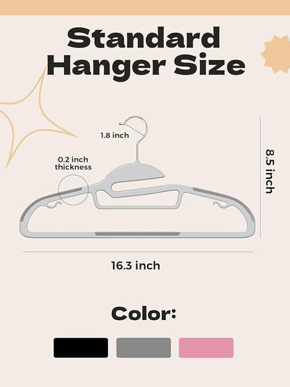 HOUSE DAY Grey Plastic Hangers 30 Pack, Slim Space Saving, Non Slip Clothes Hangers with Rubber Pads, Sturdy Heavy Duty Coat Hanger for Closet, S-Shaped Hanger for Shirt, Suit, Pant, Skirt