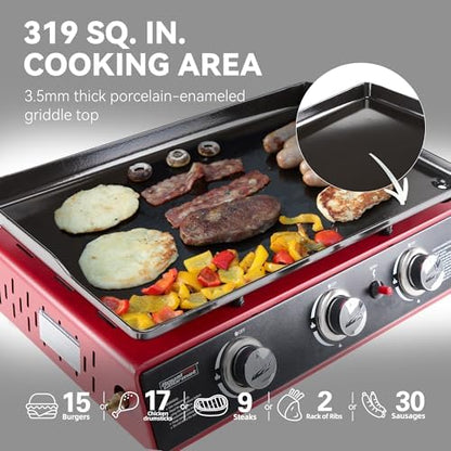 Royal Gourmet PD1301R 3-Burner Tabletop Propane Gas Griddle with Cover